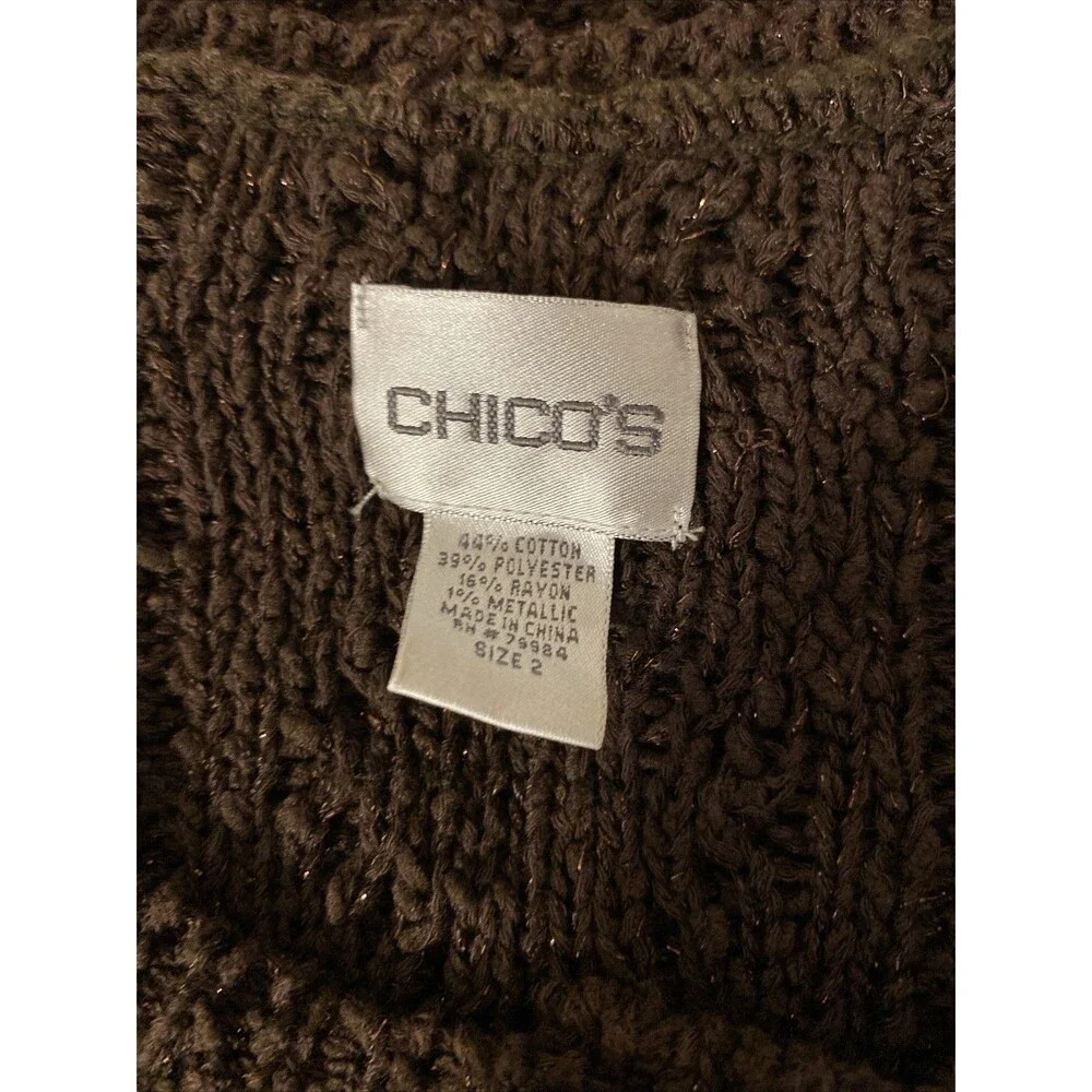 Womens Chico's Short sleeve Cardigan Brown size 2 As is - Picture 3 of 4